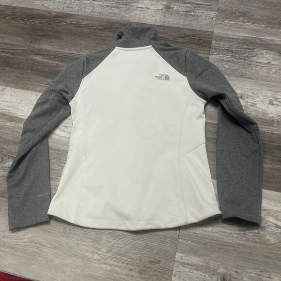 The North Face White Gray Womens S Full Zip Windwall Waffle Lined‎ Fleece Jacket - Picture 3 of 10
